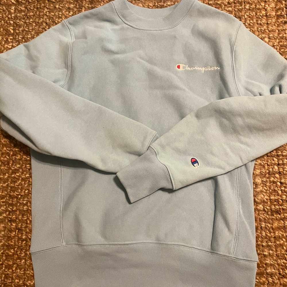 blue champion reverse weave sweatshirt